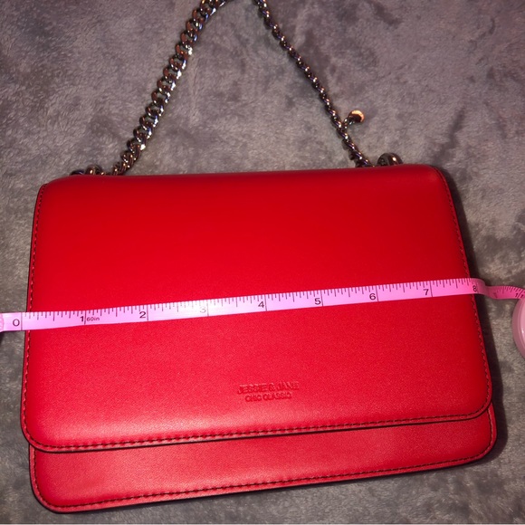 Red Jessie & Jane chic classic lather hand bag/ satchels - Picture 14 of 17